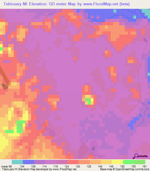 Tebicuary Mi,Paraguay Elevation Map