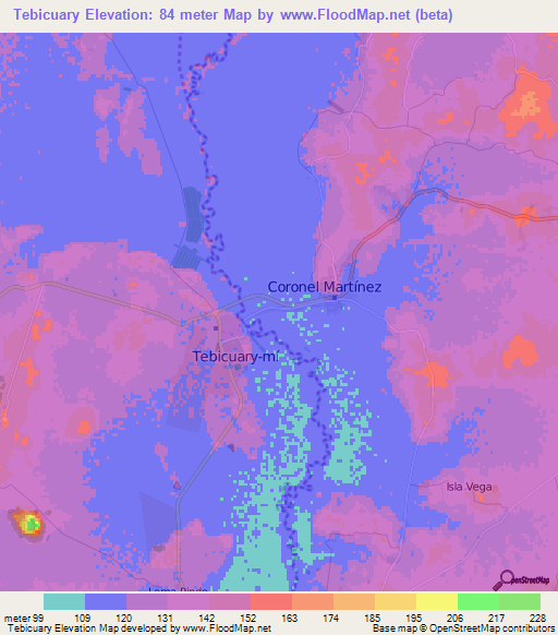Tebicuary,Paraguay Elevation Map