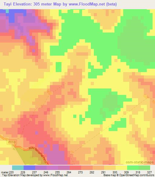 Tayi,Paraguay Elevation Map