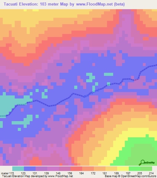 Tacuati,Paraguay Elevation Map