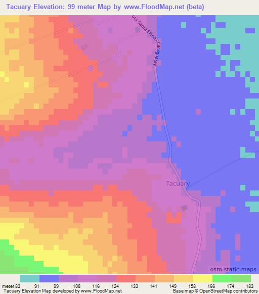 Tacuary,Paraguay Elevation Map