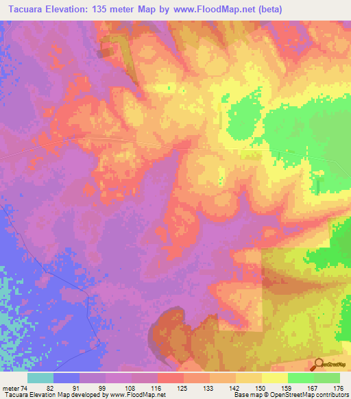 Tacuara,Paraguay Elevation Map
