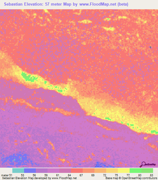 Sebastian,Paraguay Elevation Map