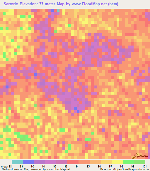 Sartorio,Paraguay Elevation Map