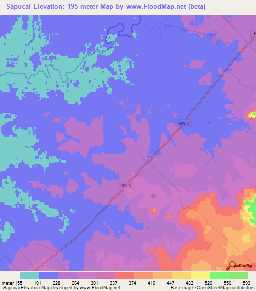 Sapucai,Paraguay Elevation Map