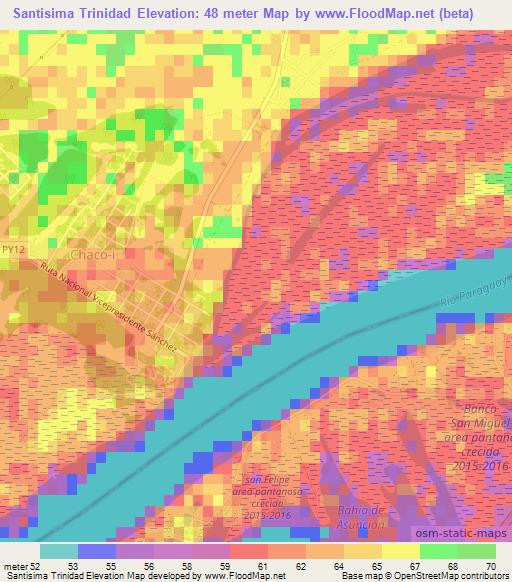 Santisima Trinidad,Paraguay Elevation Map