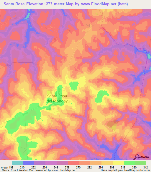 Santa Rosa,Paraguay Elevation Map
