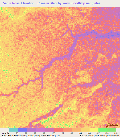 Santa Rosa,Paraguay Elevation Map
