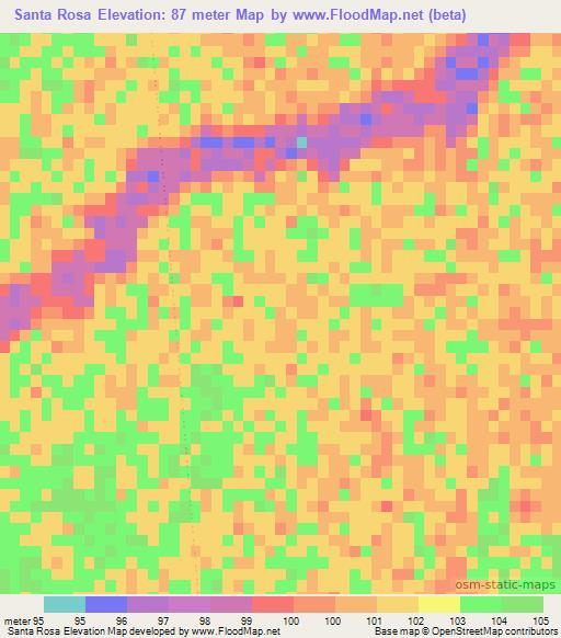 Santa Rosa,Paraguay Elevation Map