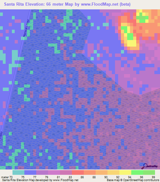 Santa Rita,Paraguay Elevation Map