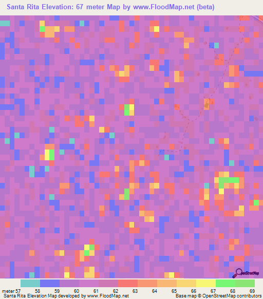 Santa Rita,Paraguay Elevation Map