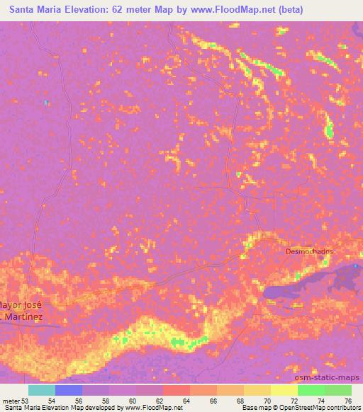 Santa Maria,Paraguay Elevation Map