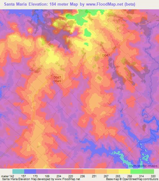 Santa Maria,Paraguay Elevation Map