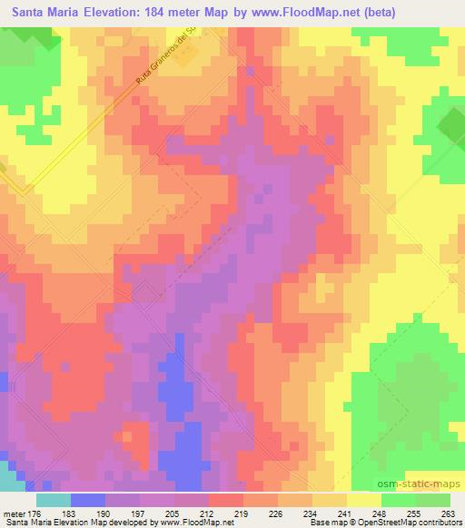 Santa Maria,Paraguay Elevation Map