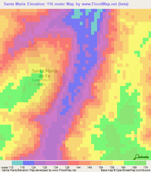 Santa Maria,Paraguay Elevation Map
