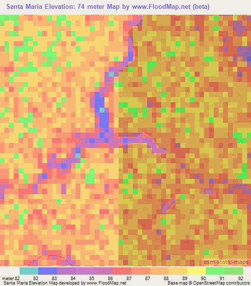Santa Maria,Paraguay Elevation Map