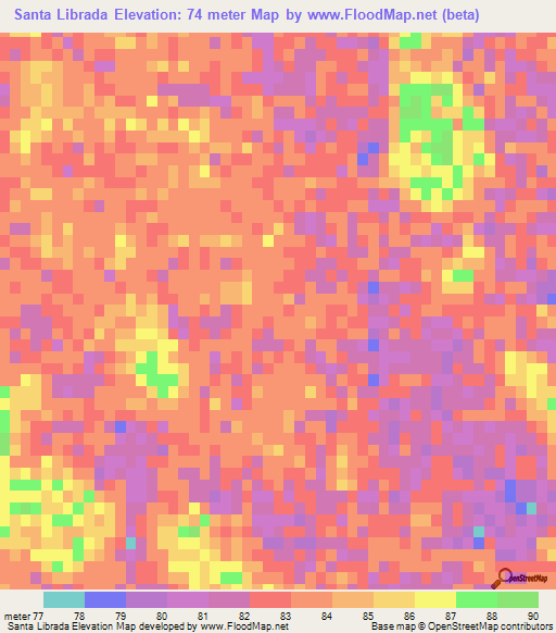 Santa Librada,Paraguay Elevation Map
