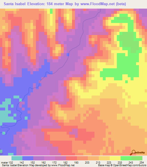 Santa Isabel,Paraguay Elevation Map