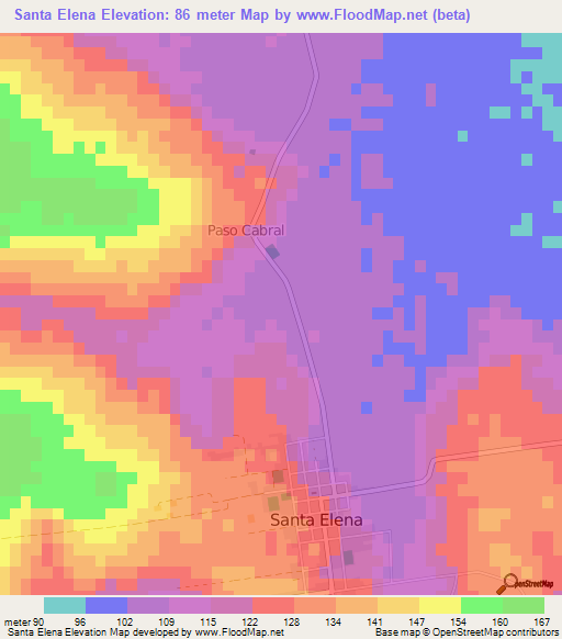 Santa Elena,Paraguay Elevation Map