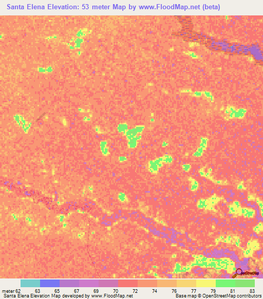 Santa Elena,Paraguay Elevation Map