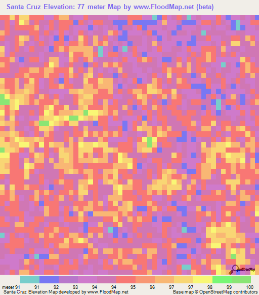 Santa Cruz,Paraguay Elevation Map