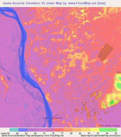 Santa Anuncia,Paraguay Elevation Map
