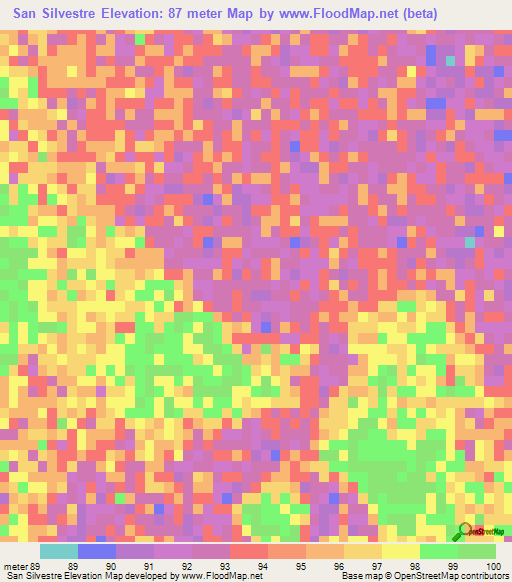 San Silvestre,Paraguay Elevation Map