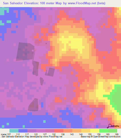 San Salvador,Paraguay Elevation Map