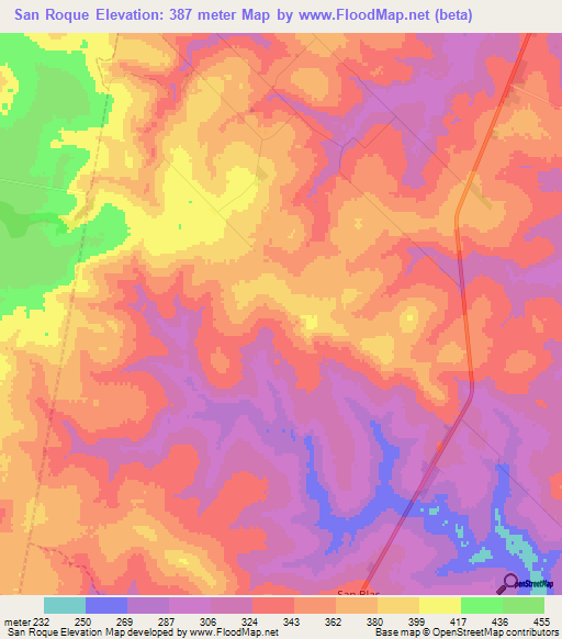 San Roque,Paraguay Elevation Map