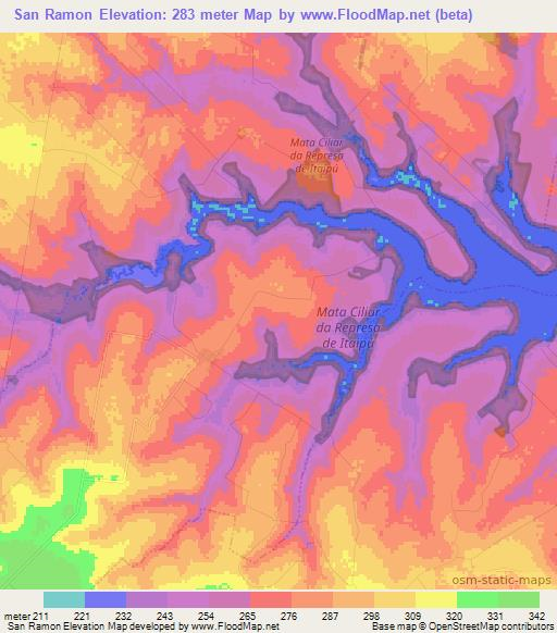 San Ramon,Paraguay Elevation Map