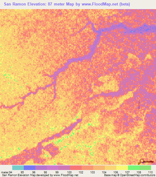 San Ramon,Paraguay Elevation Map