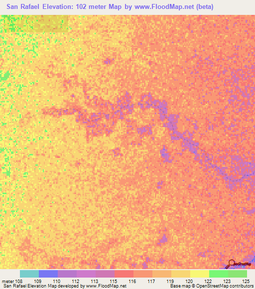 San Rafael,Paraguay Elevation Map