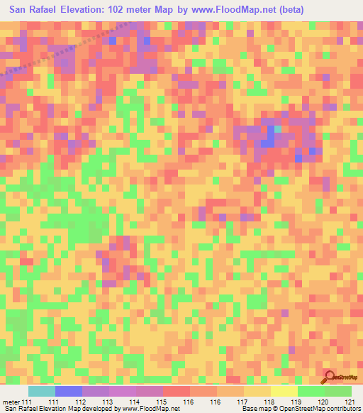 San Rafael,Paraguay Elevation Map