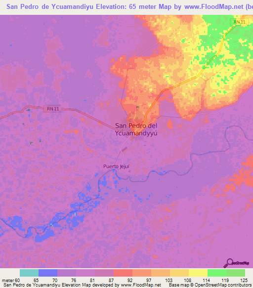 San Pedro de Ycuamandiyu,Paraguay Elevation Map
