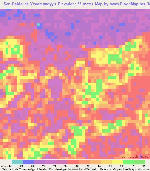 San Pablo de Ycuamandyyu,Paraguay Elevation Map