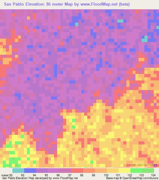 San Pablo,Paraguay Elevation Map