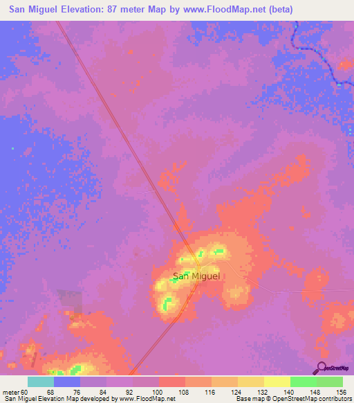 San Miguel,Paraguay Elevation Map