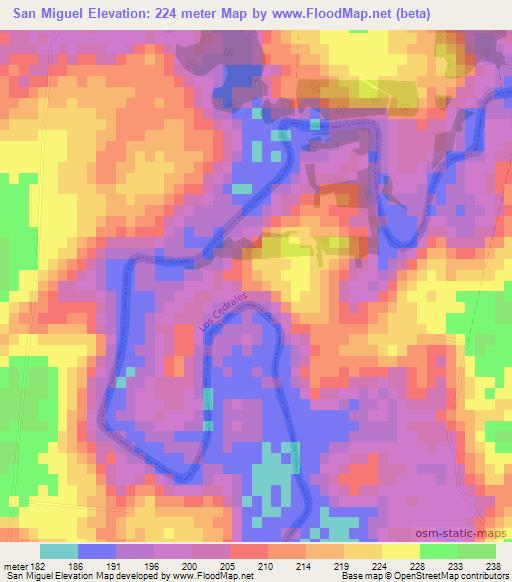 San Miguel,Paraguay Elevation Map