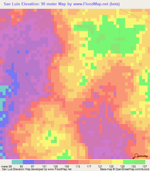 San Luis,Paraguay Elevation Map
