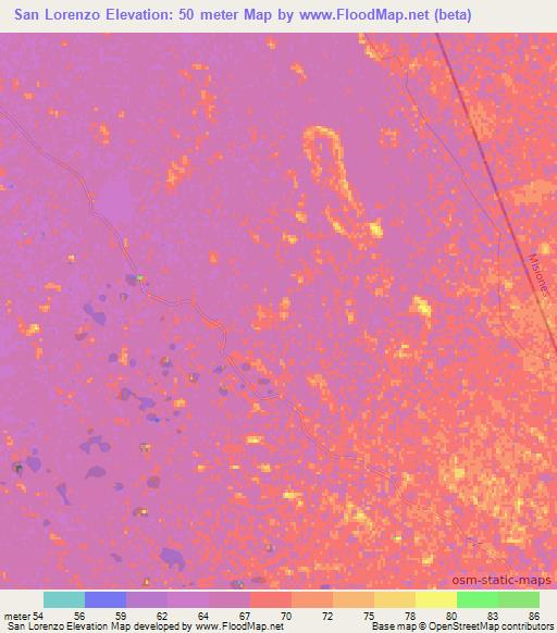 San Lorenzo,Paraguay Elevation Map