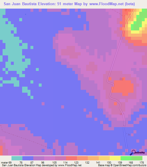 San Juan Bautista,Paraguay Elevation Map