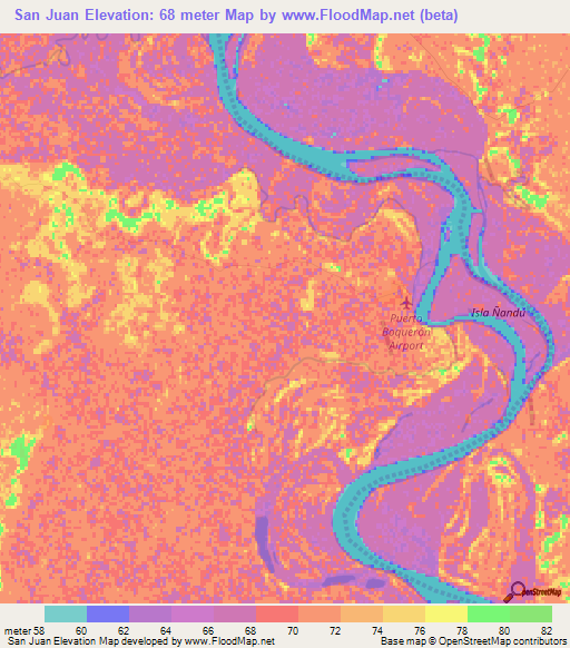 San Juan,Paraguay Elevation Map