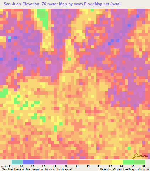 San Juan,Paraguay Elevation Map