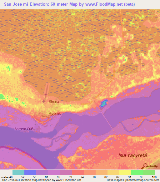 San Jose-mi,Paraguay Elevation Map