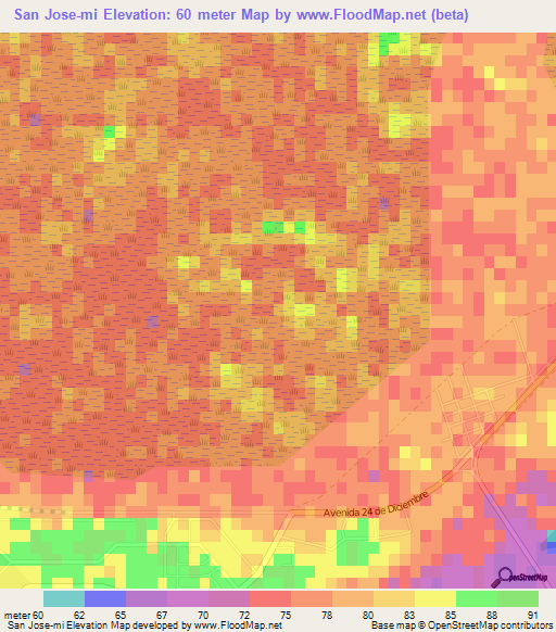 San Jose-mi,Paraguay Elevation Map