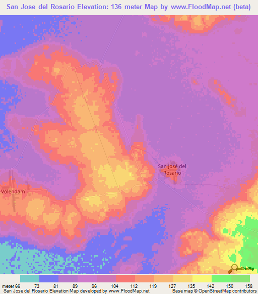 San Jose del Rosario,Paraguay Elevation Map