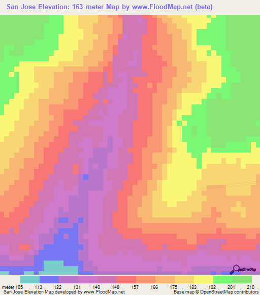 San Jose,Paraguay Elevation Map