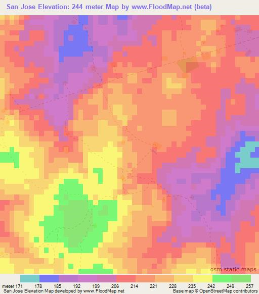 San Jose,Paraguay Elevation Map