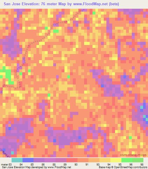 San Jose,Paraguay Elevation Map