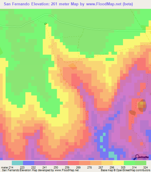 San Fernando,Paraguay Elevation Map